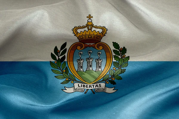 San Marino flag pattern on the fabric texture — Stock Photo, Image