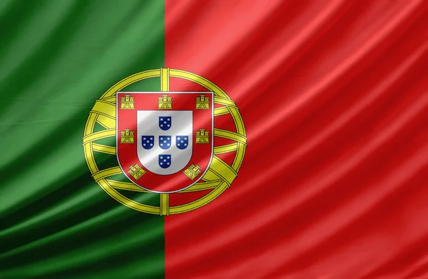 Waving flag of Portugal. Flag has real fabric texture