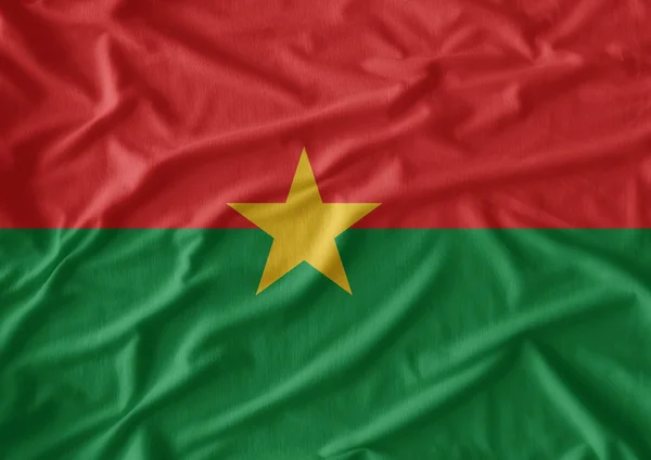 Burkina Faso waving flag , fabric texture — Stock Photo, Image