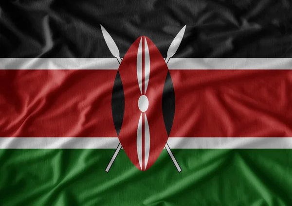 Kenyas flagga mönster på tyg konsistens — Stockfoto