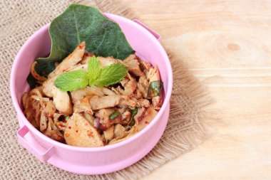 Thai food name is Grilled pork with spicy salad, Thai food clipart