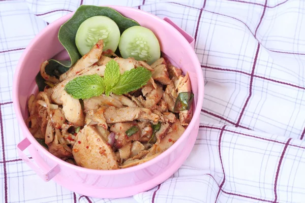 Nombre de la comida tailandesa es cerdo a la parrilla con ensalada picante, comida tailandesa — Foto de Stock