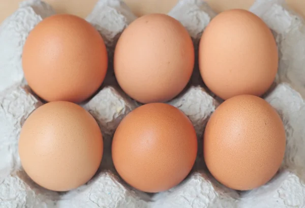 Huevos de pollo frescos en bandeja —  Fotos de Stock