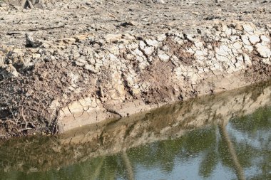 Kurak mevsimde kurumuş toprakta çatlaklar