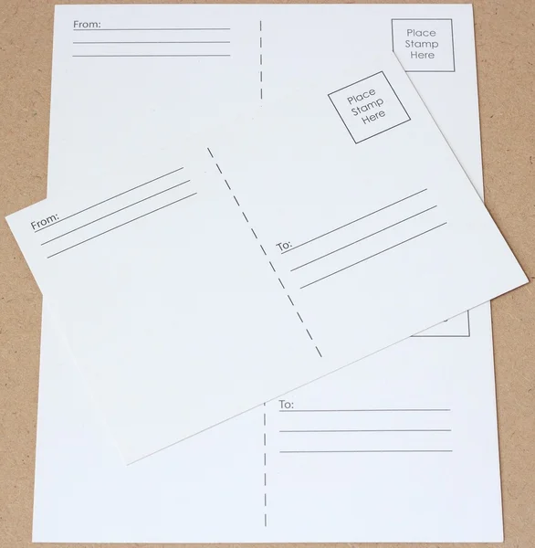 Cartões postais brancos em branco — Fotografia de Stock