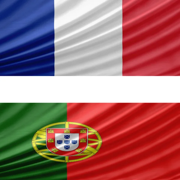 Флаг Португалии и флаг Франции — стоковое фото