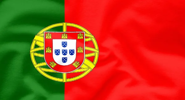 Флагом Португалии. Флаг имеет реальную текстуру ткани — стоковое фото
