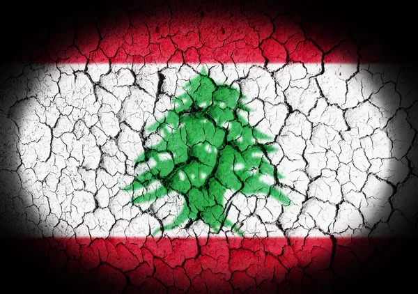 Ливанский флаг, нарисованный на гранже — стоковое фото