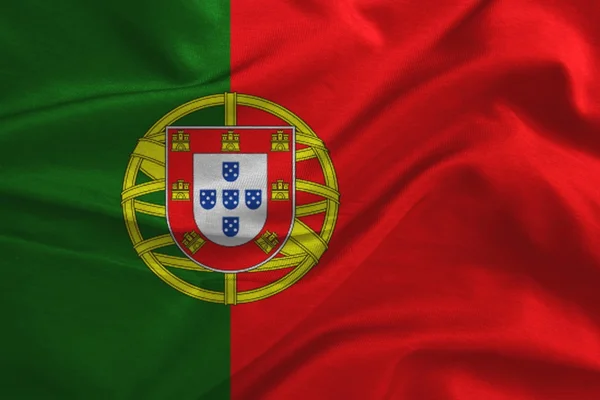 Португальский флаг рисунок на текстуре ткани, винтажный стиль — стоковое фото
