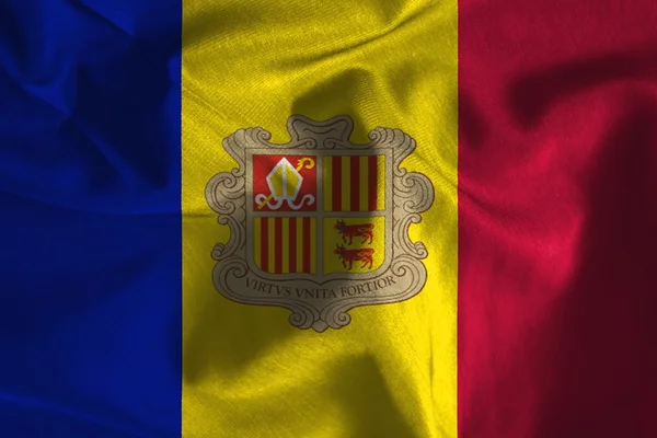 Flag of Andorra  fabric texture — Stock Photo, Image