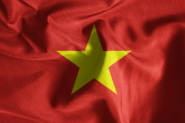 Drapeau agitant du Vietnam, Drapeau a une vraie texture de tissu — Photo