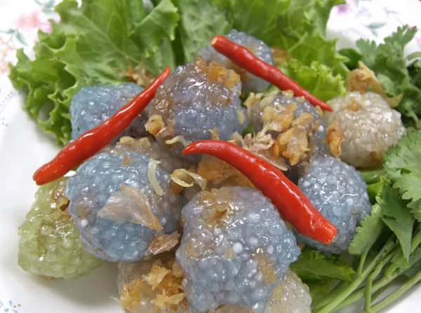 Kanom sago; thailändisches Dessert; pudrige Stärke aus bestimmten Sago-Palmen — Stockfoto