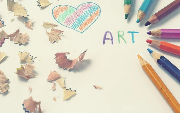 Sanat metin renkli kalemler ile — Stok fotoğraf