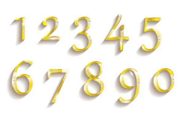 Golden numbers with diamonds — Stock Vector