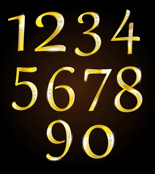 Números dorados con diamantes — Archivo Imágenes Vectoriales