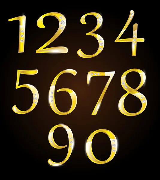 Golden numbers with diamonds — Stock Vector