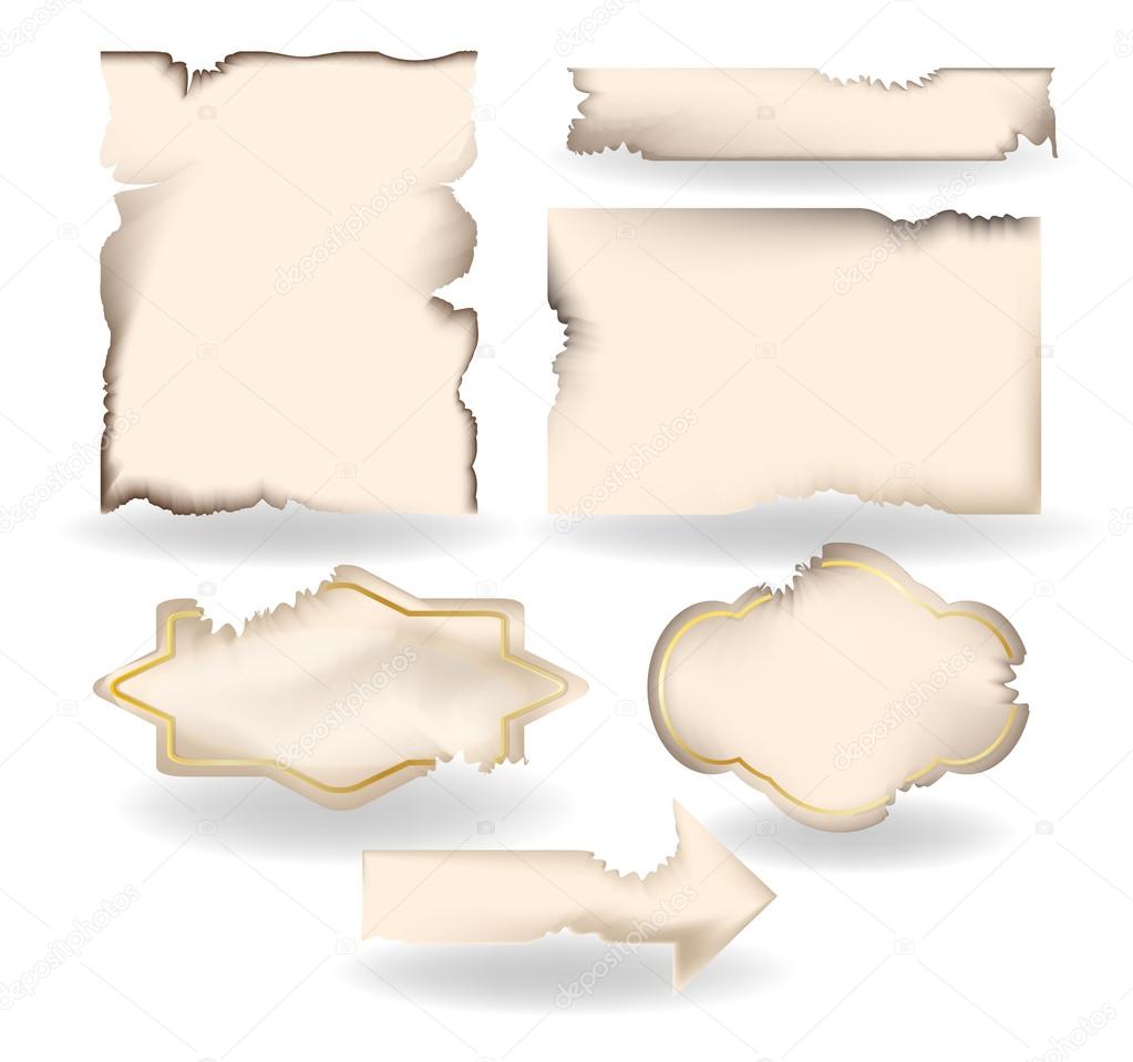 Burned paper set