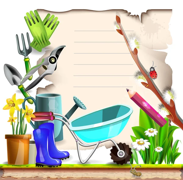 Outils de jardin d'été — Image vectorielle