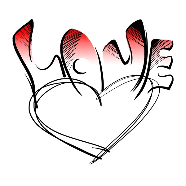 Corazón y palabra amor dibujado con tiza de colores — Foto de Stock