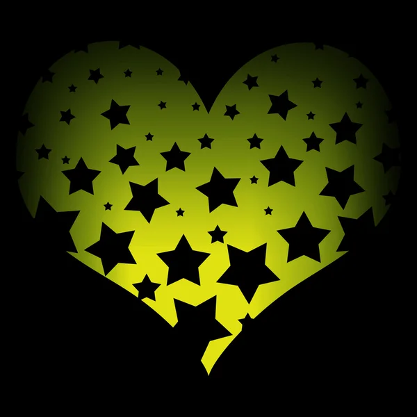 Hvězdy na žluté srdce — Stock fotografie