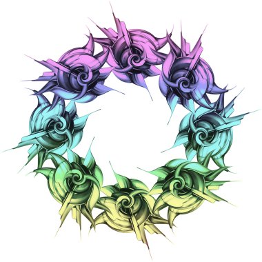 3d etkisi ile soyut yuvarlak desen