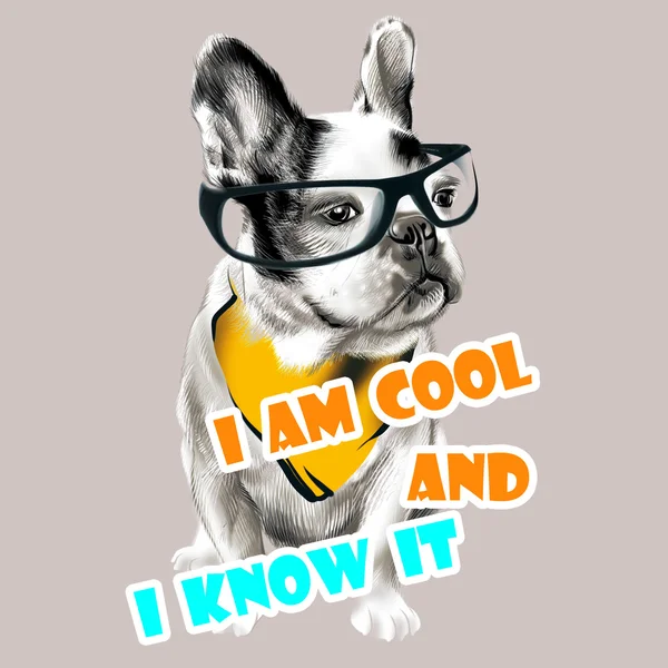 Painted French bulldog wearing glasses — Stock Photo, Image