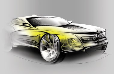 Gri bir arka plan üzerinde araç