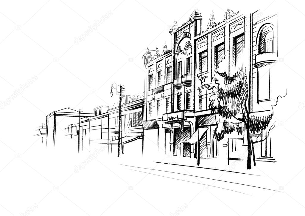 Perspective streets sketch