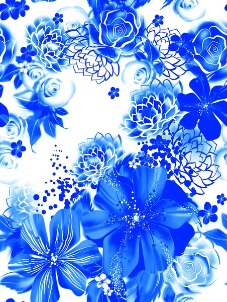 蓝色水彩花朵 — 图库照片