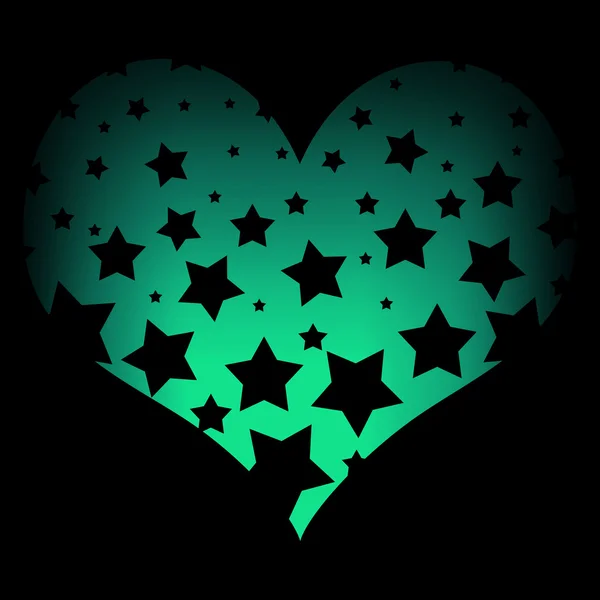 Stars on a green heart — Stock Photo, Image