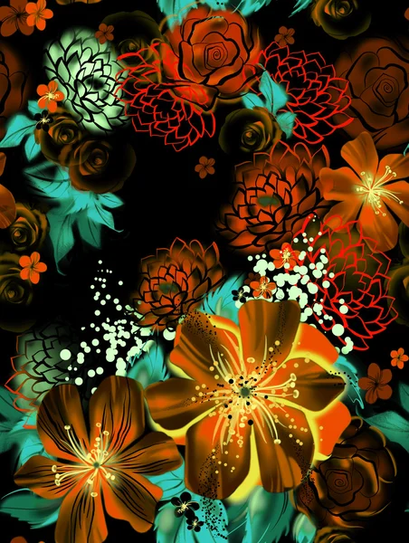Textura sem costura com flores vermelhas — Fotografia de Stock