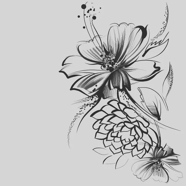 Siyah handdrawn çiçek