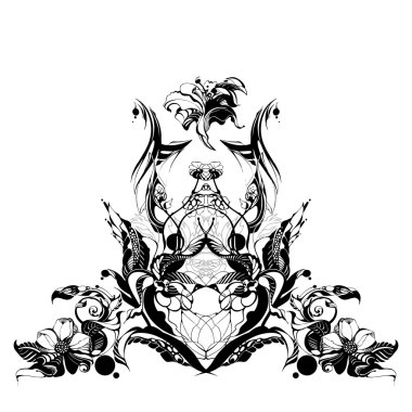 Mürekkeple çizilmiş çiçekler