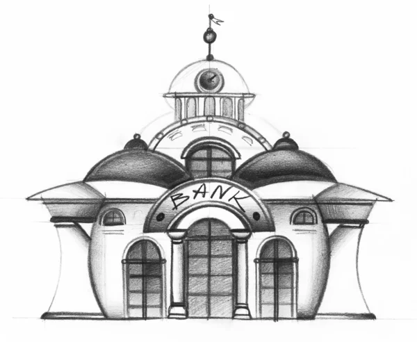 Sketch of bank building — Stock Photo, Image