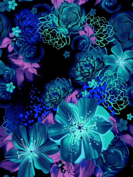 Seamless texture with blue flowers — Stock Photo, Image