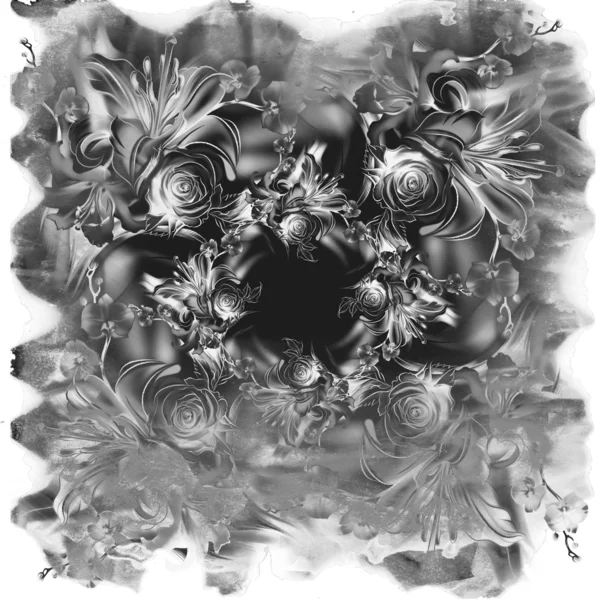 Černá květina věnec — Stock fotografie
