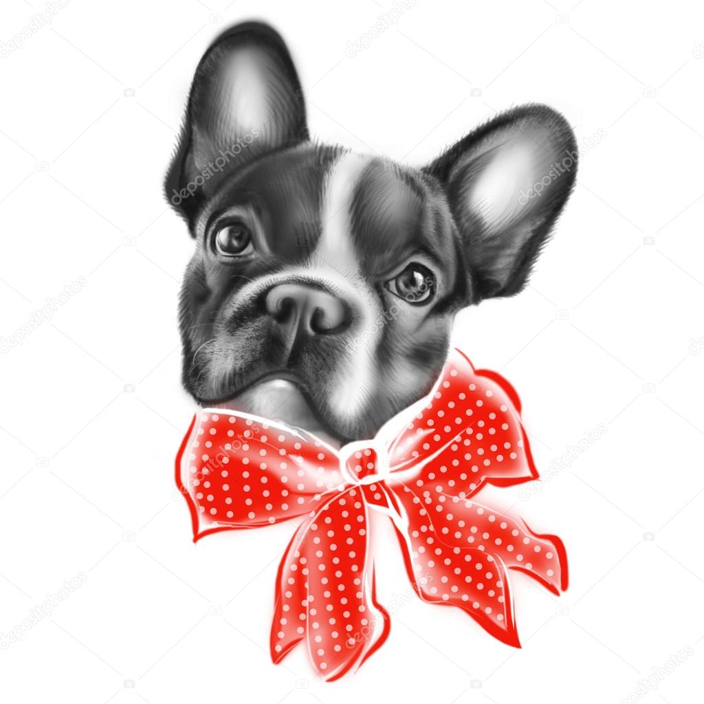 French bulldog with  bow