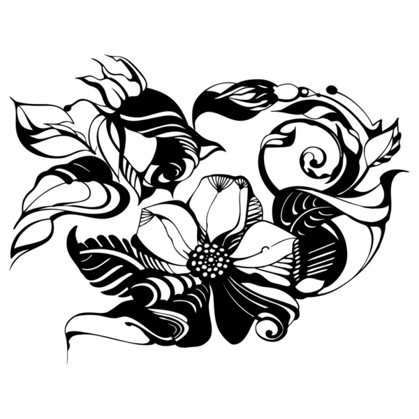 Blumen in Tusche gezeichnet — Stockfoto