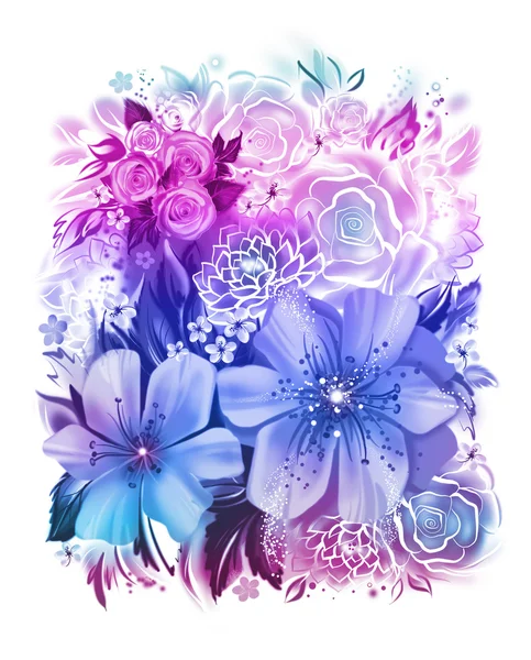 Flowers in watercolor painting — Stock Photo, Image