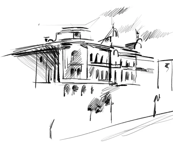 Architectural ink sketch — Stock Photo, Image