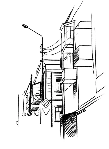 건축 잉크 스케치 — 스톡 사진