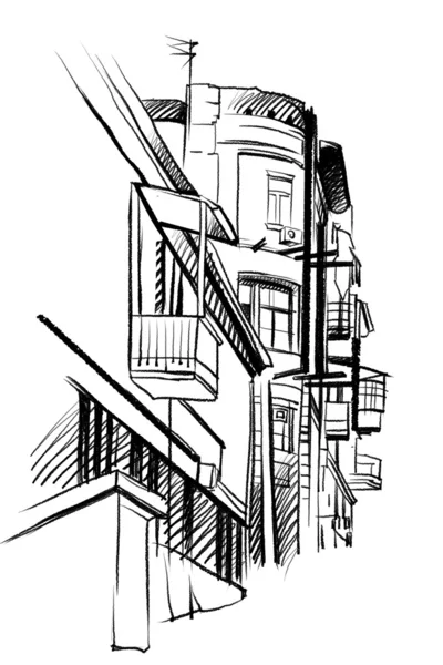 Architectural ink sketch — Stock Photo, Image