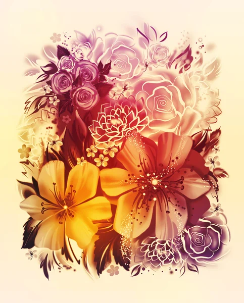 Blomster i akvarel maleri - Stock-foto