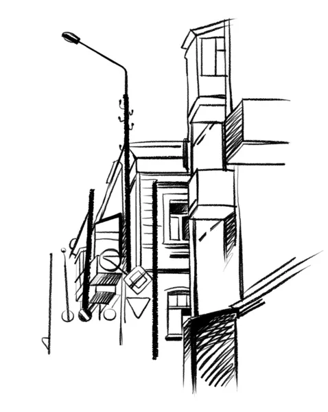 Architectural ink sketch — Stock Photo, Image
