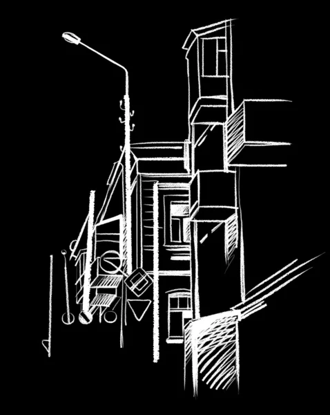 Architectural ink sketch — Stock Photo, Image