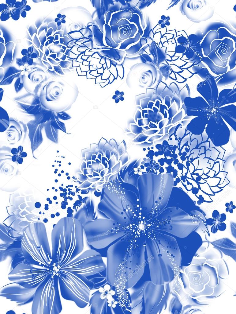 Texture with blue flowers