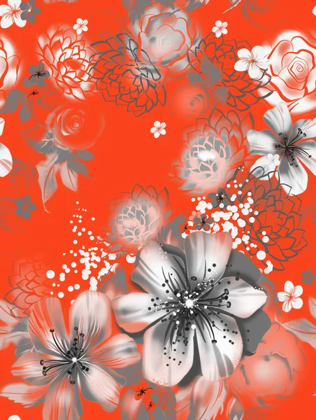 Textura sem costura com flores — Fotografia de Stock