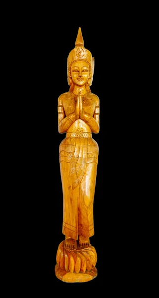 Kobieta drewniany statek statua Tajlandia — Zdjęcie stockowe