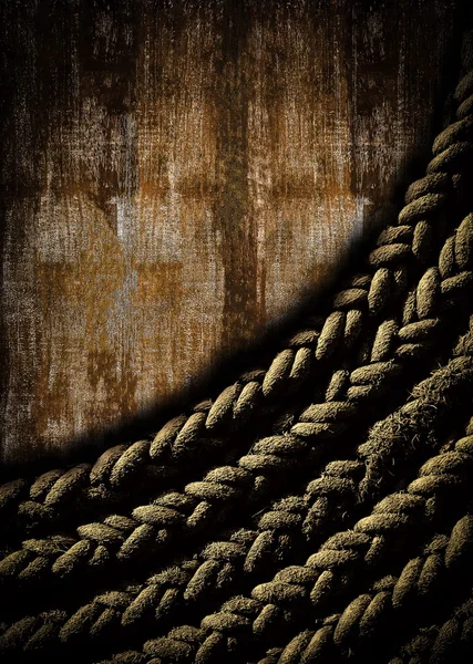 グランジ木製のロープの背景 — ストック写真