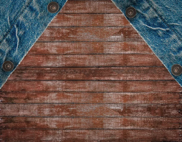 Modré džíny na grunge dřevěné — Stock fotografie